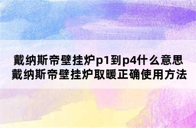 戴纳斯帝壁挂炉p1到p4什么意思 戴纳斯帝壁挂炉取暖正确使用方法